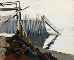 Dry Docks by Chris Huntington, 1974, & Trees and Flowers, 1974, Double-sided oil on board, offered Apr 2026