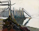 Chris Huntington, Dry Docks, 1974, & Trees and Flowers, 1974, Double-sided oil on board