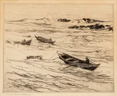 Easterly Coming by Charles Herbert Woodbury, 1925, Etching, sold Apr 2026