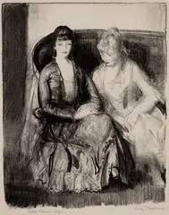 Emma and Marjorie on a Sofa by George Bellows, 1921, Lithograph, sold Apr 2026
