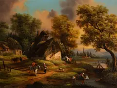 Victor de Grailly, Farm Cottage, Oil on canvas