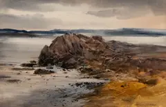 Don Stone, Rocks and Sea, Watercolor on paper