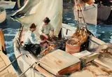 Vladimir Pavlosky, Fishermen, Watercolor on paper