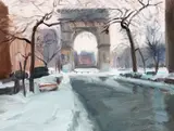 Evan Carter Wilson, "Washington Square Arch" New York City, 1986, Oil on masonite