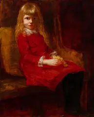 George Fuller, Girl in a Red Dress, Oil on linen