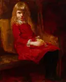 George Fuller, Girl in a Red Dress, Oil on linen