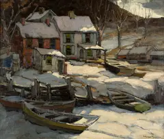 Walter Farndon, Midnight Snow in Nova Scotia, Oil on canvas