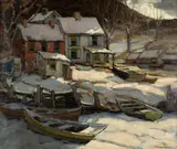 Walter Farndon, Midnight Snow in Nova Scotia, Oil on canvas