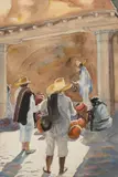 John Whorf, The Marketplace, a South American Scene, Watercolor and graphite on paper