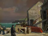 Jay H. Connaway, Storm Brewing and Fish House, Monhegan Island, Maine, Oil on masonite