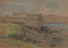 Walter Griffin, Monhegan Island, Maine, 1908, Pastel on paperboard. framed under glass