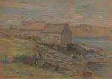 Walter Griffin, Monhegan Island, Maine, 1908, Pastel on paperboard. framed under glass