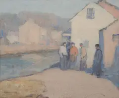 George Haushalter, Fishermen at Wiscasset, Oil on canvas