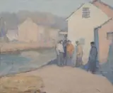 George Haushalter, Fishermen at Wiscasset, Oil on canvas