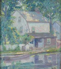 S. George Phillips, Canal, New Hope, Oil on canvas