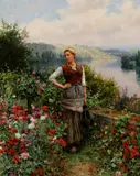 Daniel Ridgway Knight, On the Terrace at Rolleboise, Paris, Oil on canvas