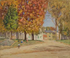 Theodore Wendel, Autumn on Main Street, Ipswich, c. 1900, Oil on canvas