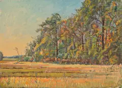 Theodore Wendel, Trees Along the Marsh, Oil on canvas