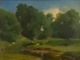 George Inness, Study for 'Heron Brook', c. 1854, Oil on board