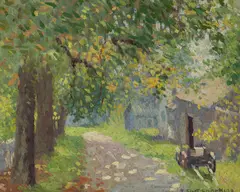 Joseph Eliot Enneking, "October Morning" Mystic, Connecticut, Oil on board