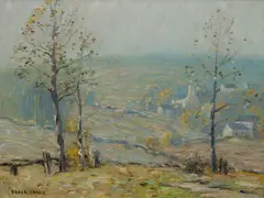 Bruce Crane, New England Fall, Oil on canvas board