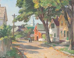 Street in Rockport by Aldro Thompson Hibbard, Oil on canvas, sold Jan 2026