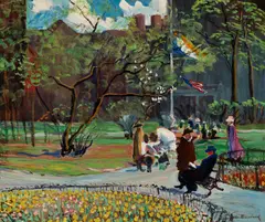 Louise Upton Brumback, May Day, Boston, 1918, Oil on canvas