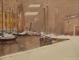 Arthur Clifton Goodwin, Boston Waterfront in Winter, Oil on canvas