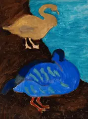 Sally Michel Avery, Two Fowl, 1964, Oil on canvas