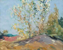 Autumn Birches by Charles Herbert Woodbury, Ogunquit, 1916, Oil on canvas, sold Jan 2026