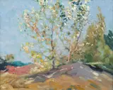 Autumn Birches by Charles Herbert Woodbury, Ogunquit, 1916, Oil on canvas, sold Jan 2026