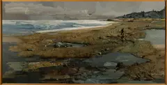 Low Tide by Laurence Sisson, Oil on masonite, sold Jan 2026