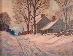 Robert Emmett Owen, Winter Scene at Dusk, Oil on canvas