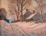 Robert Emmett Owen, Winter Scene at Dusk, Oil on canvas