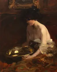 The Brass Bowl by Charles P. Gruppé, Oil on board, sold Jan 2026