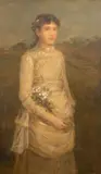 George Fuller, Portrait of a Young Woman with Flowers, Oil on canvas