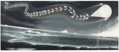 David Blackwood, March ice offshore: Erik Bishop's Kite, 1998, Etching and aquatint with watercolor