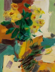 Alex Minewski, Sunflowers, Oil on panel