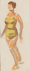 Carl Sprinchorn, Bather, Pastel and watercolor on paper