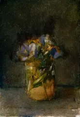 Stephen P. Brown, Flowers in Mason Jar, Oil on panel