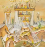 Xul Solar, Villa, 1944, Watercolor on paperboard