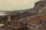 Jesse Leach France, Rocky Coast at Low Tide, Oil on canvas laid to board
