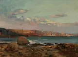 Frederick L. Stoddard, Boston Harbor, Oil on panel