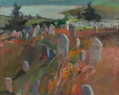 Elena Jahn, Monhegan Cemetery, Oil on canvas