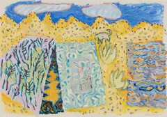 Hills and Sky by Alice Spencer, 1989, Gouache on paper, sold Aug 2025