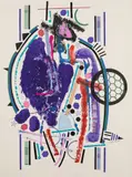 Louis Catusco, Purple Abstraction, Mixed media on paper