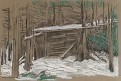 Woodpile by Carl Sprinchorn, 1939, Charcoal and pastel on paper, offered Aug 2025