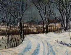 Walter Koeniger, Snowy Path, Oil on canvasboard
