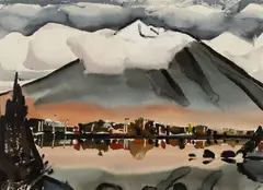 James Fitzgerald, Snow-Capped Mountain (Mt. Khatadin), c. late 1950's, Watercolor and Chinese ink on paper