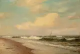Warren Sheppard, Moonlit Seascape, Oil on canvas